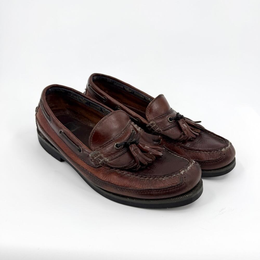 Vintage 90s Dockers Brown Genuine Leather Prep Tassel Kiltie Loafers